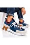 Men's Sports Shoes Navy Blue Cream – Thick Soled Casual Comfortable Sneaker