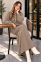 Collared Buttoned Knitwear Dress K3072 Mink - 3