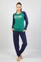Women's Green Uzunkol Crew Neck Top with Cuffed Legs and Sleeves - 7