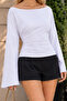 Women's Off-Shoulder Wide Sleeve White Blouse - 5