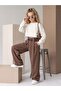 Girl's Wide-Leg Sweatpants with Chain and Belt Detail - 2