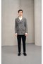Men's Gray Double-Breasted Double-Button Blazer Coat - 3