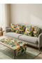 Retro Watermelon Fruit Patterned Double-Sided Suede 5-Piece Living Room Set - 4 Throw Pillows (43X43 cm) + Runner (140X40 cm) - 4