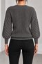 Women's Crew Neck Long Sleeve Balloon Sleeve Hair Braided Anthracite Knitwear Sweater - 4