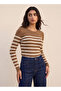 Basic Striped Cable Knit Sweater with Button Trim - 2