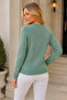 Women's Crew Neck Long Sleeve Openwork Knit Patterned Stylish Soft Textured Casual Mint Knitwear Sweater - 3