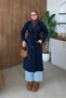 Mest Buckle Trench Coat Navy Blue - 4