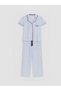 Vizyon New Season Blue Shirt Collar Striped Women's Pajama Set - 5