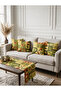 Tea Time Geometric Double-Sided Print Suede 5-Piece Lounge Set - 4 Cushion Covers 43X43 cm + Runner 140X40 cm