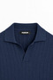 Men's Polo Neck Ribbed Knit Sweater Navy Blue - 5