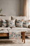 Pastel Terrazzo Mosaic Stone Double-Sided Printed Suede 5-Piece Living Room Set - 4 Cushion Covers 43X43 cm + Runner 140X40 cm - 4