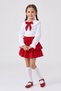 Girl's Red Scarf, Polka Dot Baby Collar, White Long Sleeve Shirt, Red Layered Skirt, October 29, April 23 Show Outfits - 2