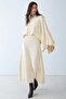 Cape Dress Combination Knitwear Double Set Cream 9488-Tk - 3