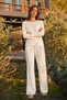 Women's Patterned Long Sleeve Casual Ecru Pajama Set - 5