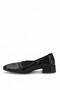 D26Ka-7085 Women's Genuine Leather Classic Heeled Shoes Black - 3