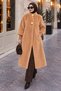 Angora Fox Coat with Knitwear Detail on the Sleeve Cuff Tsd250246 Camel - 3