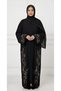 Women's Abaya with Hijab, Neda Material, Floral Embellished, Modest Modern Maxi Dress - 2