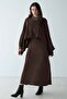 Cape Dress Combination Knitwear Double Set Brown 9488-Tk - 2