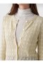 Ozmarka New Season Ecru Crew Neck Openwork Women's Knitwear Cardigan - 3