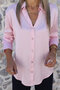 Pink Long Sleeve Satin Shirt - 4