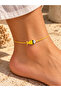Adjustable Anklet with Yellow Enamel Fish Figure