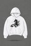 Oversize Chess Front and Back Printed Hooded White Sweatshirt - 2