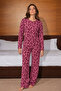 Women's Patterned Comfortable Lilac Top and Bottom Pajama Set