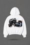 Oversize 35mm Cinema Front and Back Printed Hooded White Sweatshirt