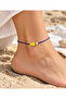 Adjustable Anklet with Yellow Enamel Fish Figure