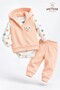 Baby Girl Set 3-Piece Set with Hooded Vest Seasonal Top and Bottom Set - 3