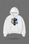 Oversize Skateboard Front and Back Printed Hooded White Sweatshirt