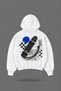 Oversize Skateboard Front and Back Printed Hooded White Sweatshirt - 2