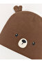 Özmarka New Season Brown Teddy Bear Figured Baby Boy Beanie - 2