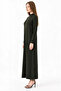 803 Front Stitching Detail Tri̇ko Dress Haki̇ - 2