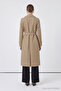 Double-Breasted Lapel Epaulet Detailed Belted Mink Trench Coat 13758 - 3