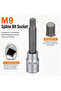 M9 Spline Bit Socket 1/2 Inch Drive, 4 Inch Long CR-V Metal Triple Square Socket Tool For Ratchet, Car Repair, Workshop & DIY Maintenance