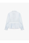 Long Sleeve Stand Collar Ruffled Peplum Blouse - 5