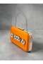 Orange Satin Silver Metal Detailed Crystal Stone Embroidered Chain Strap Women's Evening Dress Bag Wedding Engagement Graduation - 2