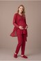 Women's Red Lace Maternity Pajama Set with Dressing Gown for Easy Breastfeeding - 3