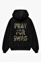 Traves Pray for Swag Back Printed Black Oversize Unisex Hoodie