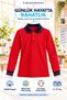 Long Sleeve Polo Collar 100% Cotton Pique School T-Shirt Red Navy Blue 5-17 Years - 6