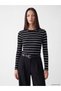 Lcw Everyday Black Crew Neck Striped Women's Bodysuit