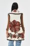 Women's Ecru Italian Floral Embossed Wool Felt Vest Size 40 - 48 - 4