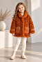 Girl's Plush Lamb Coat Teddy Boucle Curly Textured Quilted Lined Buttoned Winter Jacket with Pockets