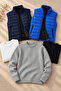 5-Piece Men's Combination Set – 2 Quilted Vests + 3 Crew Neck Sweaters