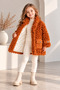 Girl's Plush Lamb Coat Teddy Boucle Curly Textured Quilted Lined Buttoned Winter Jacket with Pockets - 2