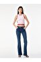 Buttoned Low Waist Cotton Spanish Flare Denim Trousers - Flare Jeans