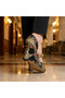 Valley Ethnic Pattern Gold Trok Detailed Feta Heeled Shoes - 8