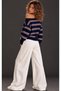 Women's Navy Blue Off-Shoulder Striped Knitwear Blouse Be541 - 2