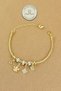 Steel Bracelet - Gold Flower Clover White Stone Detailed Snake Chain Steel Bracelet 16+5cm - 4